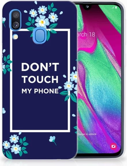 Samsung Galaxy A40 Silicone-hoesje Flowers Blue DTMP