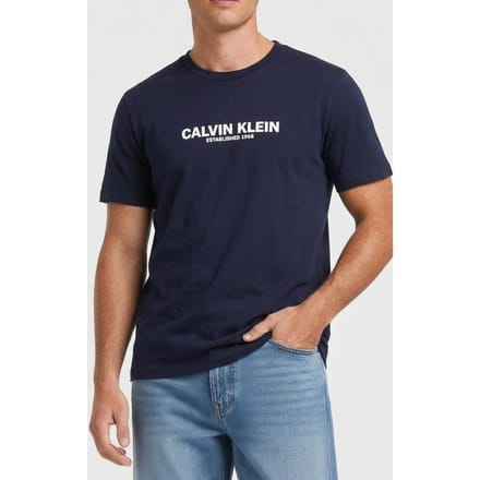 Calvin Klein Ss 30s T-shirt Dark Sapphire Größe: S | Basic T-Shirts Outlet | Herren | Blau