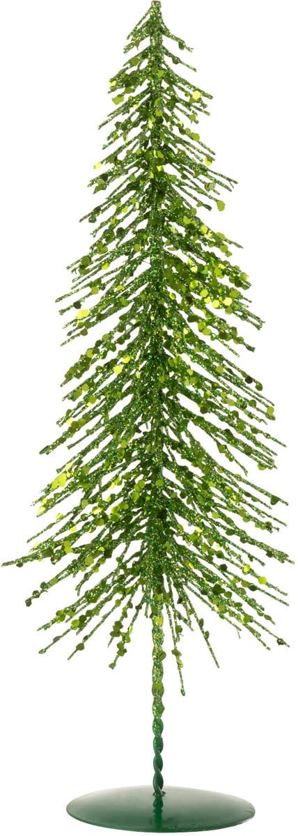 J-Line decoratie Kerstboom Glitters - kunststof - groen - small