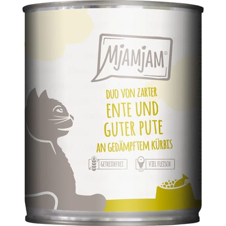 12x 800g MjAMjAM Duo Kalkoen & Goede Kalkoen op Gestoomde Pompoen Natte Kattenvoer