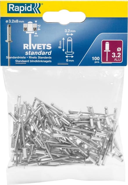 Rapid blindklinknagel aluminium 3,2 x 8 mm 100 stuks