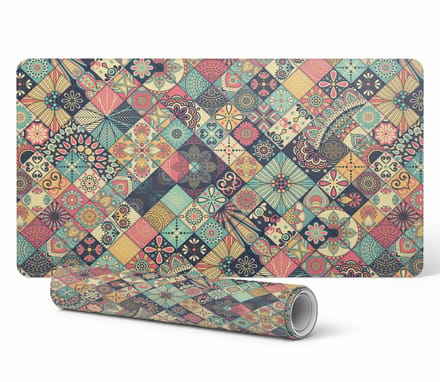 Antislip gamingmuismat, bloemenpatchwork, 90x45 cm