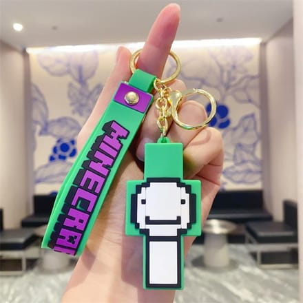Porte-clés Minecraft en PVC pour enfants, porte-clés en silicone pour sac, sac de rangement pour la monnaie white