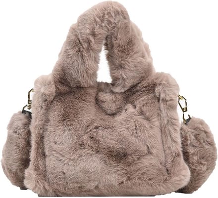 Nieuwe Zachte Pluche Schoudertas voor Dames - Mini Handtas met Kunstbont