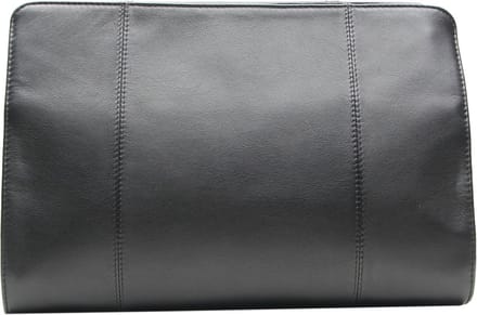 Esquire Leren Utensil zak Spa Toiletry Bag Black Zwart