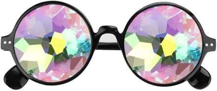 Zwarte Festivalbril - Grappige Steampunk Zonnebril met Kaleidoscoop Effect