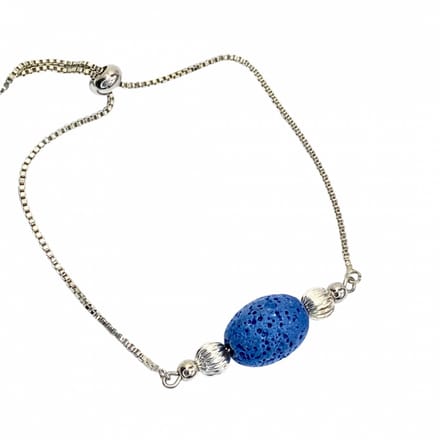 Armband- Blauwe Lavasteen - Verstelbaar - Charme Bijoux
