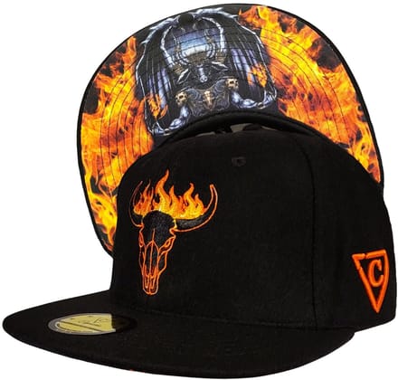 Capiche® Snapback Pet – Vuur Bul – Zwart Fleece – Verstelbaar met Druksluiting – Pet Mannen – Fire Bull