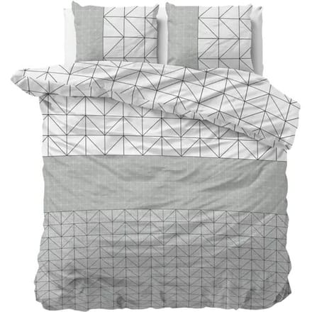 Sleeptime Flanel Gino Dekbedovertrek - Eenpersoons - 140 x 200/220 + 1 kussensloop 60x70 - Grijs