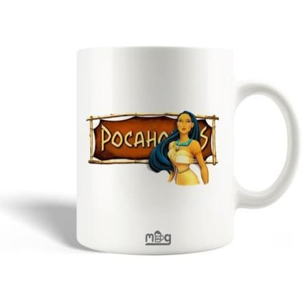 Mug en Céramique - Pocahontas - 30cl - Blanc - Compatible Lave-Vaisselle - Hauteur 9,5 cm