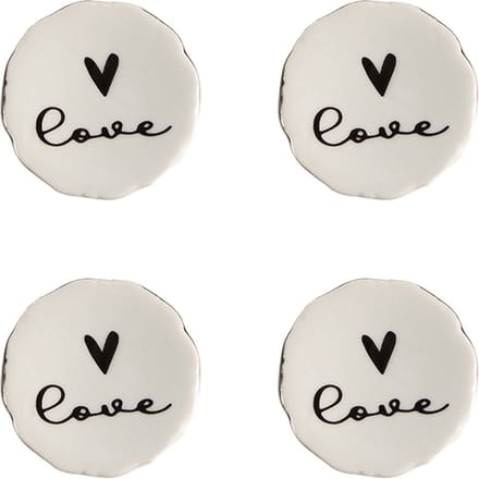 Clayre & Eef Deurknop Set van 4 Ø 4 cm Beige Keramiek Hart