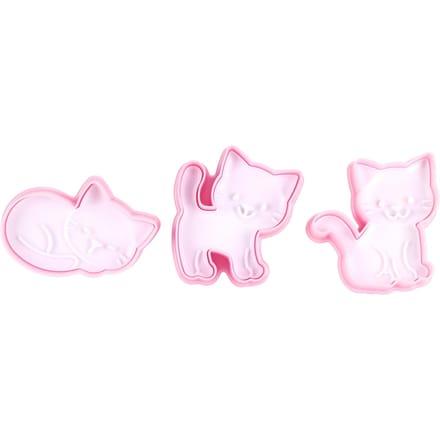 3 stuks Cartoon Kat Vormige Koekjesvormen DIY Bakken Biscuit Vorm Set Bakaccessoire pink