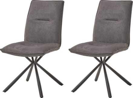 WAYS. – Stoffen eetkamerstoelen – Grijs – Modern design - Stevige metalen vierpoot – 2 stuks