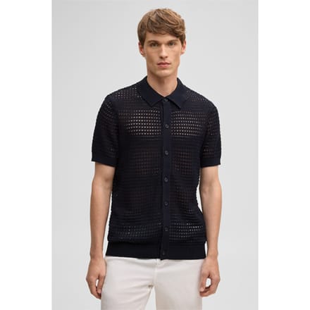 Gebreid poloshirt Ander, marineblauw
