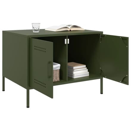vidaXL - Salontafel - 68x50x50,5 - cm - staal - olijfgroen