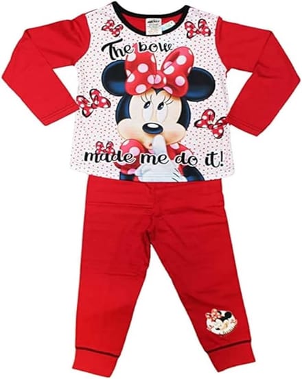 Disney Minnie Mouse - Pyjama - Rood met wit - Kinderpyjama - maat 104/110