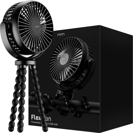 MikaMax Flex Fan - Flexibele Ventilator met Powerbank 5200 mAh en 3 Snelheden - 40 uur draadloos