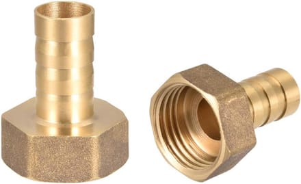 sourcing map Buisverbinder, messing slang, 12 mm, binnendraad G1/2, slangadapter, 2 stuks