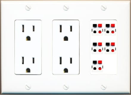 Speaker Draad Muurplaat - Audio Aansluiting - Schoon Kabelbeheer - Verwisselbare Jacks - 5 Poort - Wit