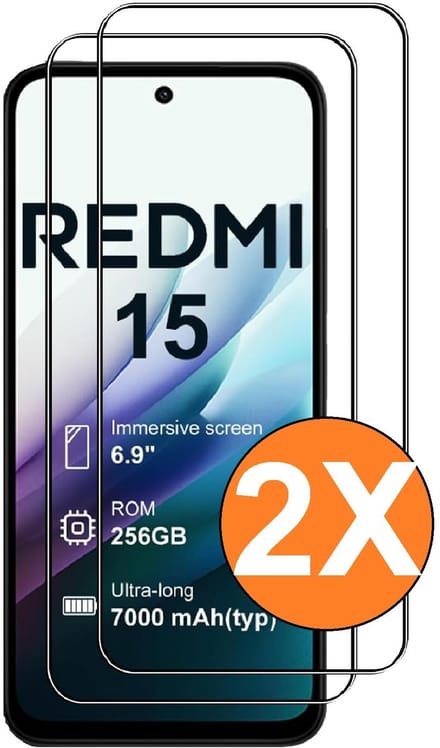 Screenprotector geschikt voor Xiaomi Redmi 15 5G/4G Beschermglas - Screen protector gehard glas - 2 Stuks