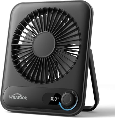Compacte bureauventilator 100 snelheden - LED display - 2000mAh batterij - 10 uur - USB-C - zwart