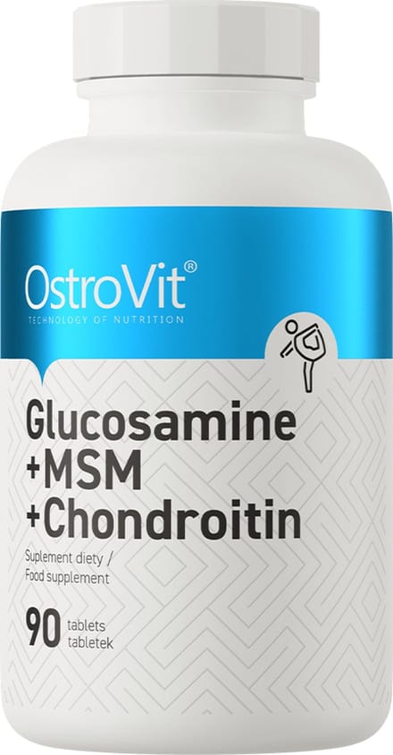Supplementen - Glucosamine + MSM + Chondroitin 90 Tablets OstroVit - + BeBulk Nutrition Pillendoos