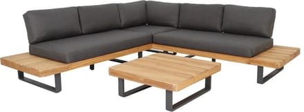 Manhattan hoek loungeset 3 delig aluminium teak