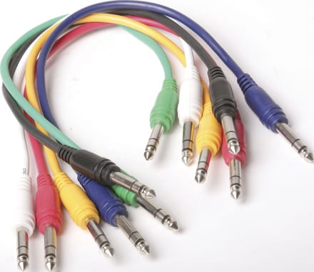 MUSIC STORE Patchkabel,1,5m, stereo,recht 6er-pakket, kleuren - Stereo patch kabel