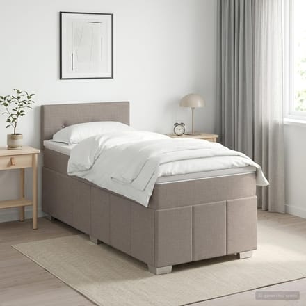vidaXL - Boxspringbed - met - matras - met - hoofdeinde - Taupe - 100 - x - 200 - cm - Stof
