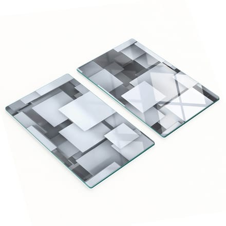 Glazen panelen met decoratieve prints, driedimensionale blokken, 2x30x52 cm