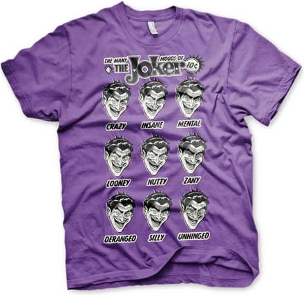 DC Comics Batman Heren Tshirt -M- The Many Moods Of The Joker Paars