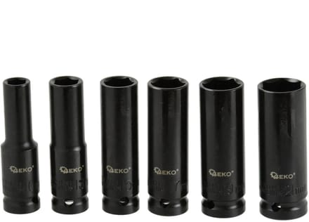 GEKO Diepe dopsleutelset - 6-delig - Chroom-vanadium staal - 10-21 mm
