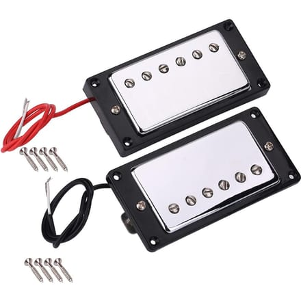 Brug- & Hals Chroom Humbucker Pickup Set met Montageschroeven voor LP Gitaren black