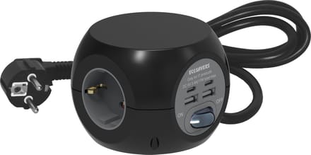EcoSavers Cube Design 3-Ports Socket - Stekkerdoos - Stekkerdoos met USB