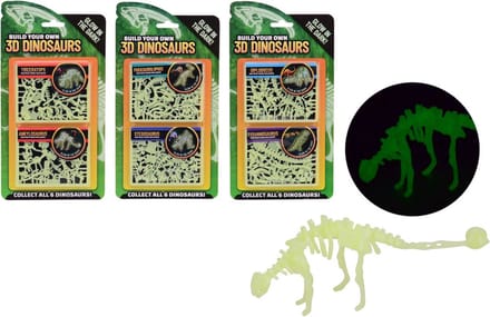 John Toy Bouw je eigen 3D glow in the dark dino- 2 stuks op kaart