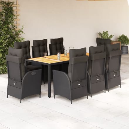 vidaXL - 9-delige - Tuinset - poly - rattan - zwart