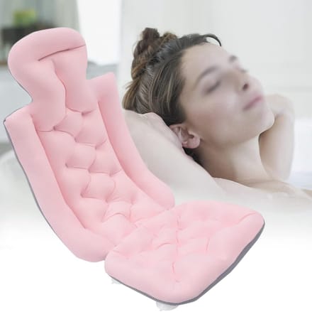 Badkussen - Neksteun - Ontspanning - 10 Zuignappen - 113 x 40 cm - Roze