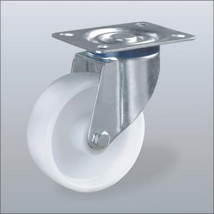 Nylon zwenkwiel met topplaat - 100mm - 200kg