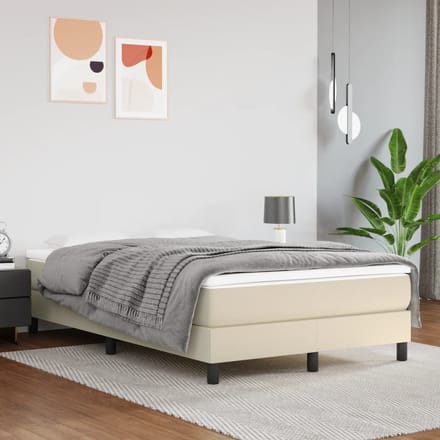 vidaXL - Pocketveringmatras - medium - 120x200x20 - cm - kunstleer - crèmekleurig