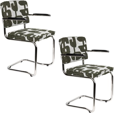 Zuiver Ridge Kink Deco Symbols Eetkamerstoelen Armleuning Groen - Set van 2