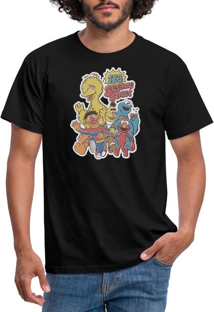 Sesamstraat 123 Sesame Street Groep T-Shirt Heren