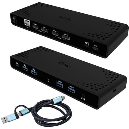 i-tec - Universeel dockingstation met dual 4K - 2× HDMI + 2× DisplayPort - 85W Power Delivery - Gigabit Ethernet