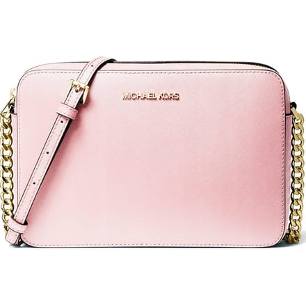 Michael Kors Jet Set Item poederblush, roze leren crossbody-tas