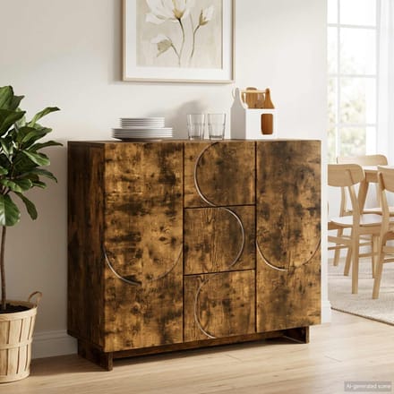 vidaXL - Dressoir - Gerookt - eiken - 85,5 - x - 31 - x - 75 - cm - Bewerkt - hout