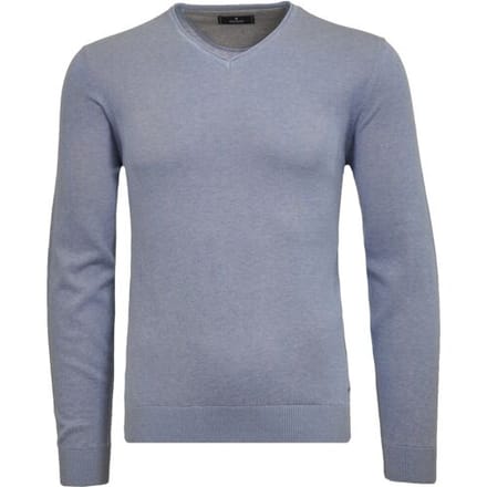 Ragman Trui Knit Pullover V-Neck Ricecorn Look Licht Blauw / male