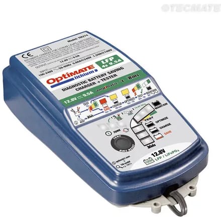 Motorfiets acculader Tecmate Optimate Lithium 4s 9,5A - 5s 7,5A
