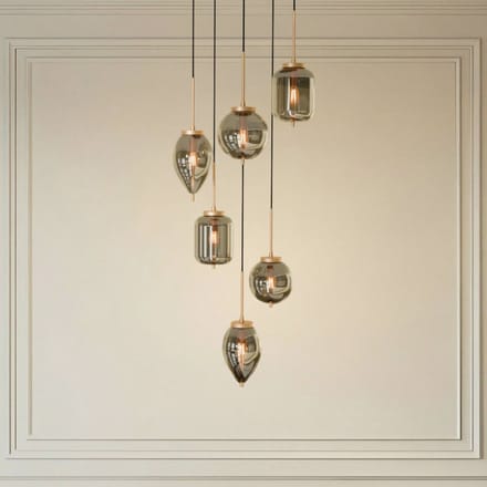 Lucande hanglamp Elani, 6-lamps, Ø 62 cm, glas