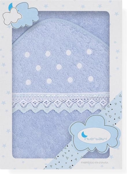 Interbaby Badcape Stippen Junior 100 Cm Katoen Blauw