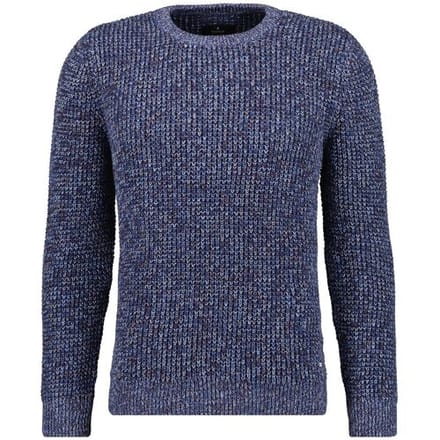 Ragman Trui Structure Knit Pullover Roundneck Night Blue-Grey / male