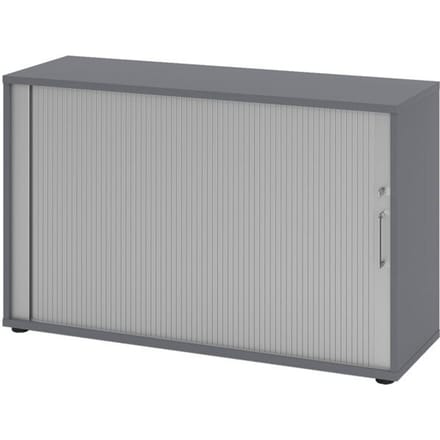 Rolluikkast Breno, 2 OH, afsluitbaar, stapelbaar, B 1200 x D 400 x H 748 mm, spaanplaat, grafiet